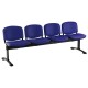 Kožená lavice ISO, 4-sedák - černé nohy - Modrá