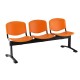 Plastová lavice ISO, 3-sedák - černé nohy - Oranžová