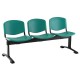 Plastová lavice ISO, 3-sedák - černé nohy - Zelená