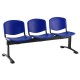 Plastová lavice ISO, 3-sedák - černé nohy - Modrá