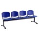 Plastová lavice ISO, 4-sedák - černé nohy - Modrá