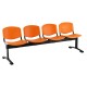 Plastová lavice ISO, 4-sedák - černé nohy - Oranžová
