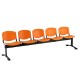 Plastová lavice ISO, 5-sedák - černé nohy - Oranžová
