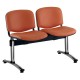 Kožená lavice ISO, 2-sedák - chromované nohy - Oranžová