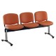 Kožená lavice ISO, 3-sedák - chromované nohy - Oranžová