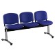 Kožená lavice ISO, 3-sedák - chromované nohy - Modrá
