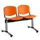 Plastová lavice ISO, 2-sedák - chromované nohy - Oranžová