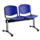 Plastová lavice ISO, 2-sedák - chromované nohy - Modrá