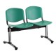 Plastová lavice ISO, 2-sedák - chromované nohy - Zelená