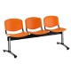 Plastová lavice ISO, 3-sedák - chromované nohy - Oranžová