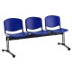 Plastová lavice ISO, 3-sedák - chromované nohy - Modrá