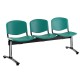 Plastová lavice ISO, 3-sedák - chromované nohy - Zelená