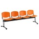 Plastová lavice ISO, 4-sedák - chromované nohy - Oranžová