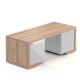 Stůl Lineart 200 x 85 cm + 2x kontejner - Jilm světlý / bílá