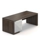 Stůl Lineart 200 x 85 cm + levý kontejner - Jilm tmavý / bílá