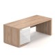 Stůl Lineart 200 x 85 cm + levý kontejner - Jilm světlý / bílá