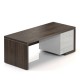 Stůl Lineart 200 x 85 cm + pravý kontejner - Jilm tmavý / bílá