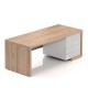Stůl Lineart 200 x 85 cm + pravý kontejner - Jilm světlý / bílá