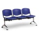 Plastová lavice ISO II, 3-sedák - chromované nohy - Modrá