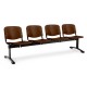 Dřevěná lavice ISO, 4-sedák - černé nohy - Ořech 