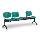 Plastová lavice ISO II, 3-sedák + stolek - černé nohy - Černá