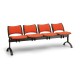 Čalouněná lavice SMART, 4-sedák - černé nohy - Oranžová