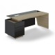 Stůl Trevix 200,5 x 90 cm + levý kontejner - Dub pískový / černá