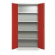 Univerzální kovová skříň, 90 x 40 x 185 cm, cylindrický zámek - Červená - RAL 3000
