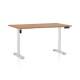 Výškově nastavitelný stůl OfficeTech B, 140 x 80 cm, bílá podnož - Buk