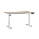 Výškově nastavitelný stůl OfficeTech B, 140 x 80 cm, bílá podnož - Dub
