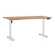 Výškově nastavitelný stůl OfficeTech B, 160 x 80 cm, bílá podnož - Buk