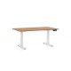 Výškově nastavitelný stůl OfficeTech D, 140 x 80 cm, bílá podnož - Buk