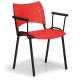 Plastová židle SMART - černé nohy s područkami - Červená