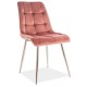Jídelní židle Chic Velvet I - Růžová / stříbrná