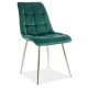 Jídelní židle Chic Velvet I - Zelená / stříbrná