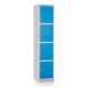 Kovová šatní skříňka - 4 boxy, 38 x 45 x 185 cm, cylindrický zámek - Modrá - RAL 5012