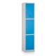 Kovová šatní skříňka - 3 boxy, 38 x 45 x 185 cm, cylindrický zámek - Modrá - RAL 5012
