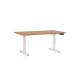 Výškově nastavitelný stůl OfficeTech D, 120 x 80 cm, bílá podnož - Buk