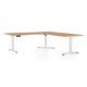 Výškově nastavitelný stůl OfficeTech Angle, 180 x 200 cm, bílá podnož - Buk