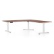 Výškově nastavitelný stůl OfficeTech Angle, 180 x 200 cm, bílá podnož - Ořech 