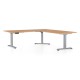 Výškově nastavitelný stůl OfficeTech Angle, 180 x 200 cm, šedá podnož - Buk