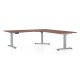 Výškově nastavitelný stůl OfficeTech Angle, 180 x 200 cm, šedá podnož - Ořech 