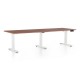 Výškově nastavitelný stůl OfficeTech Long, 240 x 80 cm, bílá podnož - Ořech 