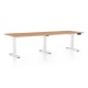 Výškově nastavitelný stůl OfficeTech Long, 240 x 80 cm, bílá podnož - Buk