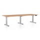 Výškově nastavitelný stůl OfficeTech Long, 240 x 80 cm, šedá podnož - Buk