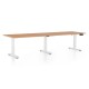 Výškově nastavitelný stůl OfficeTech Long, 260 x 80 cm, bílá podnož - Buk