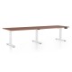 Výškově nastavitelný stůl OfficeTech Long, 260 x 80 cm, bílá podnož - Ořech 