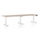 Výškově nastavitelný stůl OfficeTech Long, 260 x 80 cm, bílá podnož - Dub