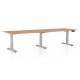 Výškově nastavitelný stůl OfficeTech Long, 260 x 80 cm, šedá podnož - Buk