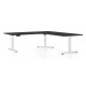 Výškově nastavitelný stůl OfficeTech Angle, 180 x 200 cm, bílá podnož - Černá